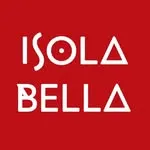 Logo de la marque Isola Bella avec texte blanc sur fond rouge.